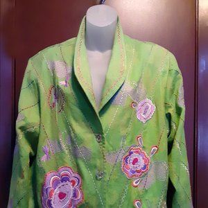 Unique Lime Green Indigo Moon Embroidered Jacket